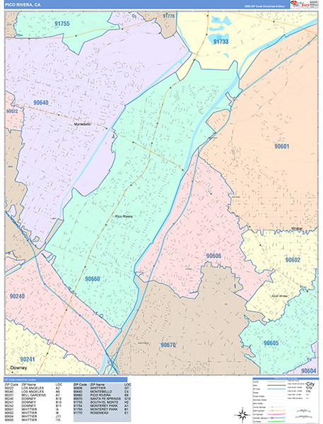 Pico Rivera Wall Map